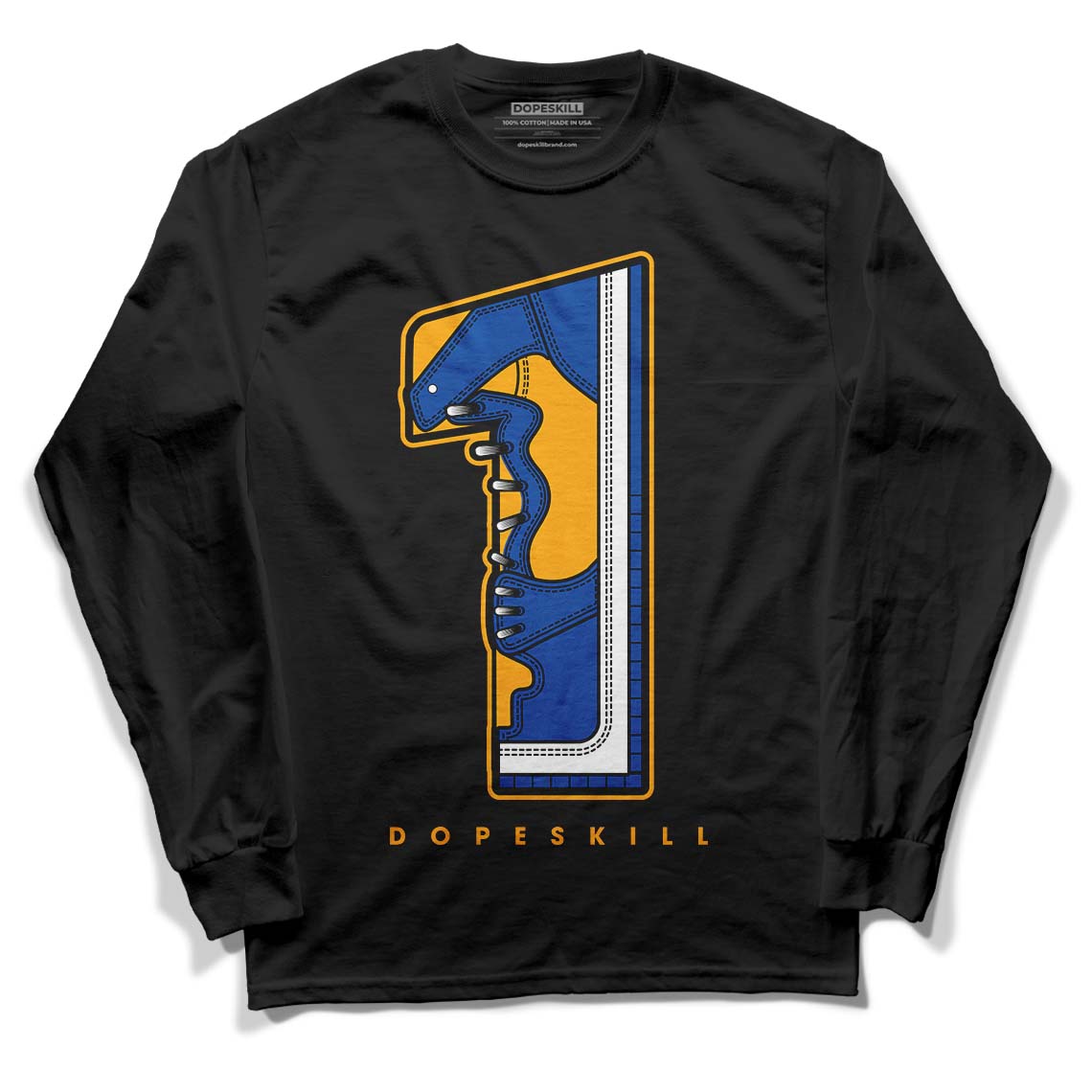 Dunk Blue Jay and University Gold DopeSkill Long Sleeve T-Shirt No.1 Graphic Streetwear - Black