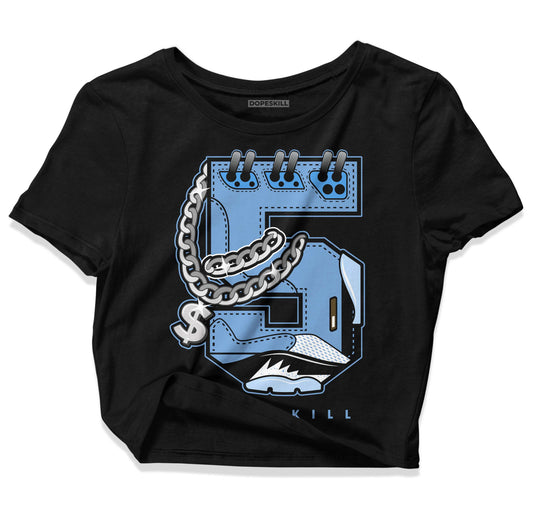 Jordan 5 Retro University Blue DopeSkill Women's Crop Top No.5 Graphic Streetwear - black