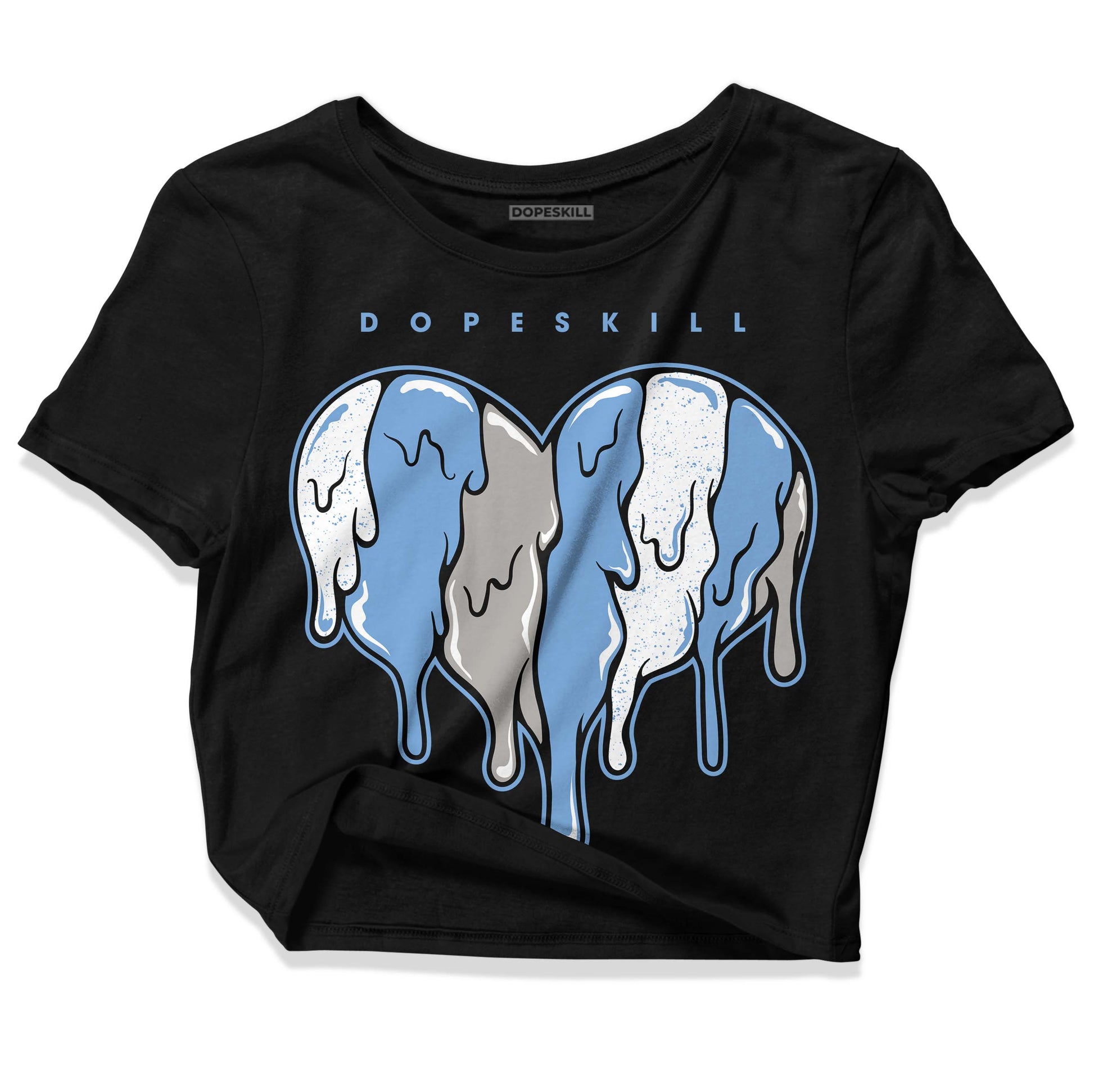 Jordan 5 Retro University Blue DopeSkill Women's Crop Top Slime Drip Heart Graphic Streetwear - Black