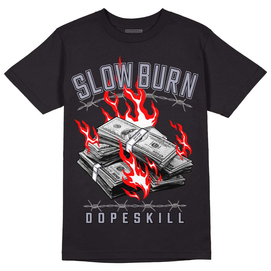 Jordan 13 Retro 'Black Flint' DopeSkill T-Shirt Slow Burn Graphic Streetwear - Black