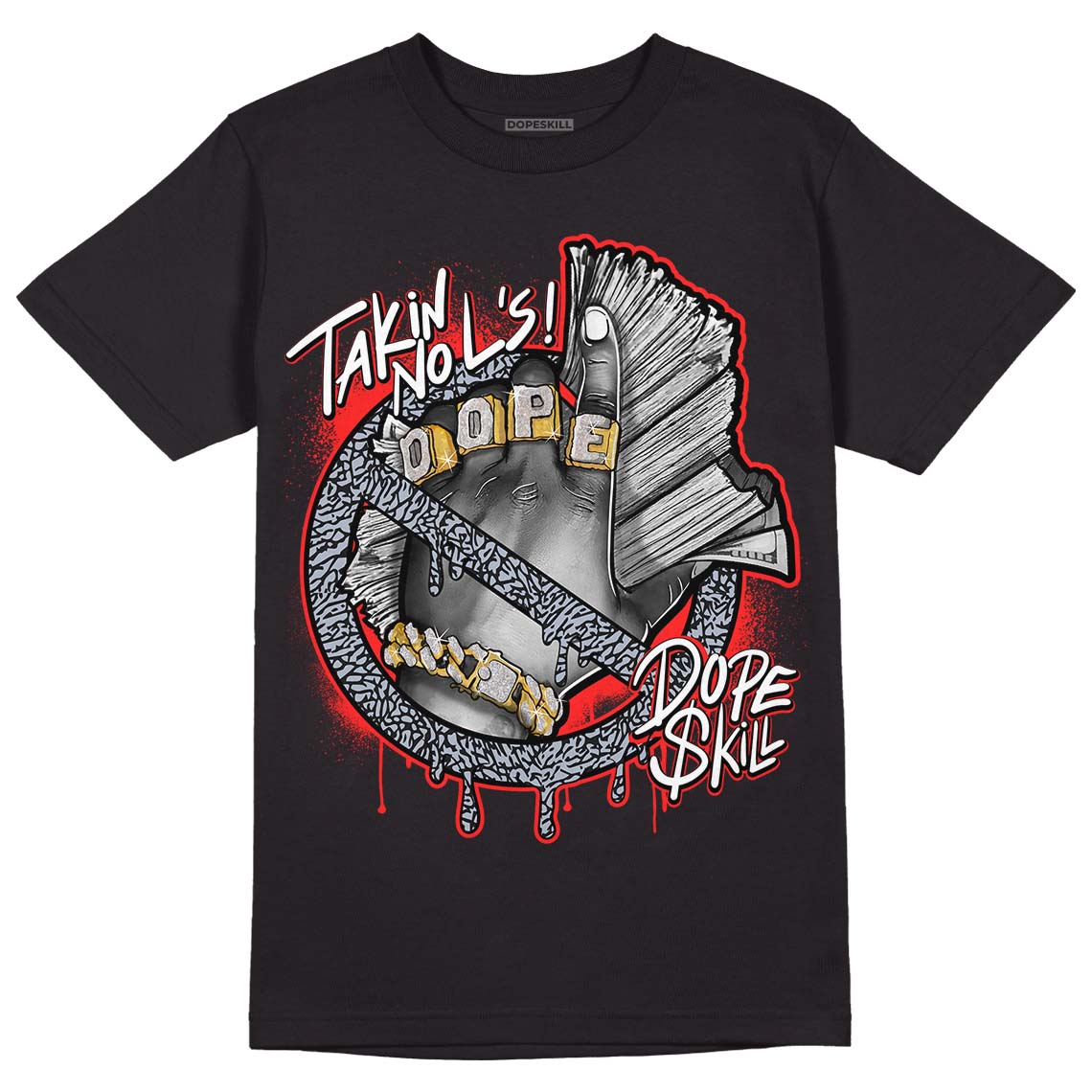 Jordan 3 Retro White Cement Reimagined DopeSkill T-Shirt Takin No L's Graphic Streetwear - Black