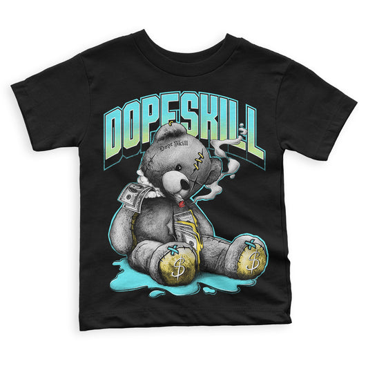 Aqua 5s DopeSkill Toddler Kids T-shirt Sick Bear Graphic - Black 