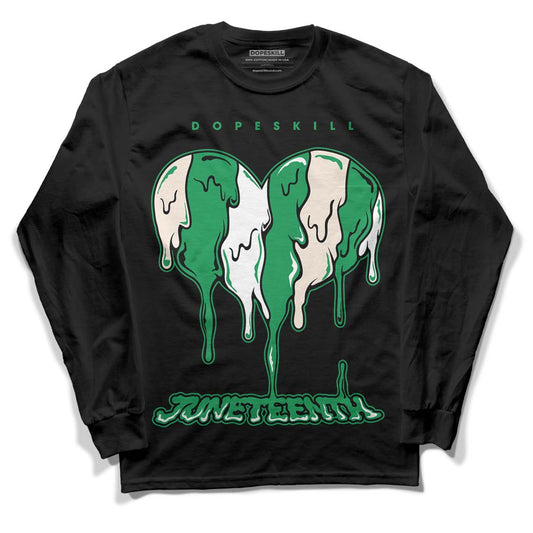 Jordan 2 Retro Lucky Green DopeSkill Long Sleeve T-Shirt Juneteenth Heart Graphic Streetwear  - Black 