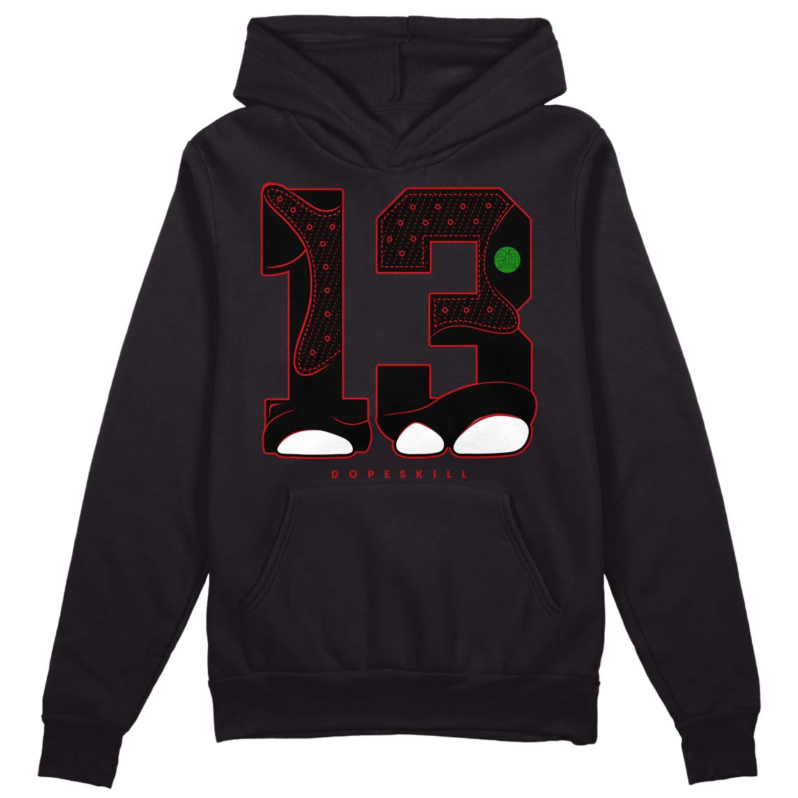 Jordan 13 Retro Playoffs DopeSkill Hoodie Sweatshirt No.13 Graphic Streetwear - Black