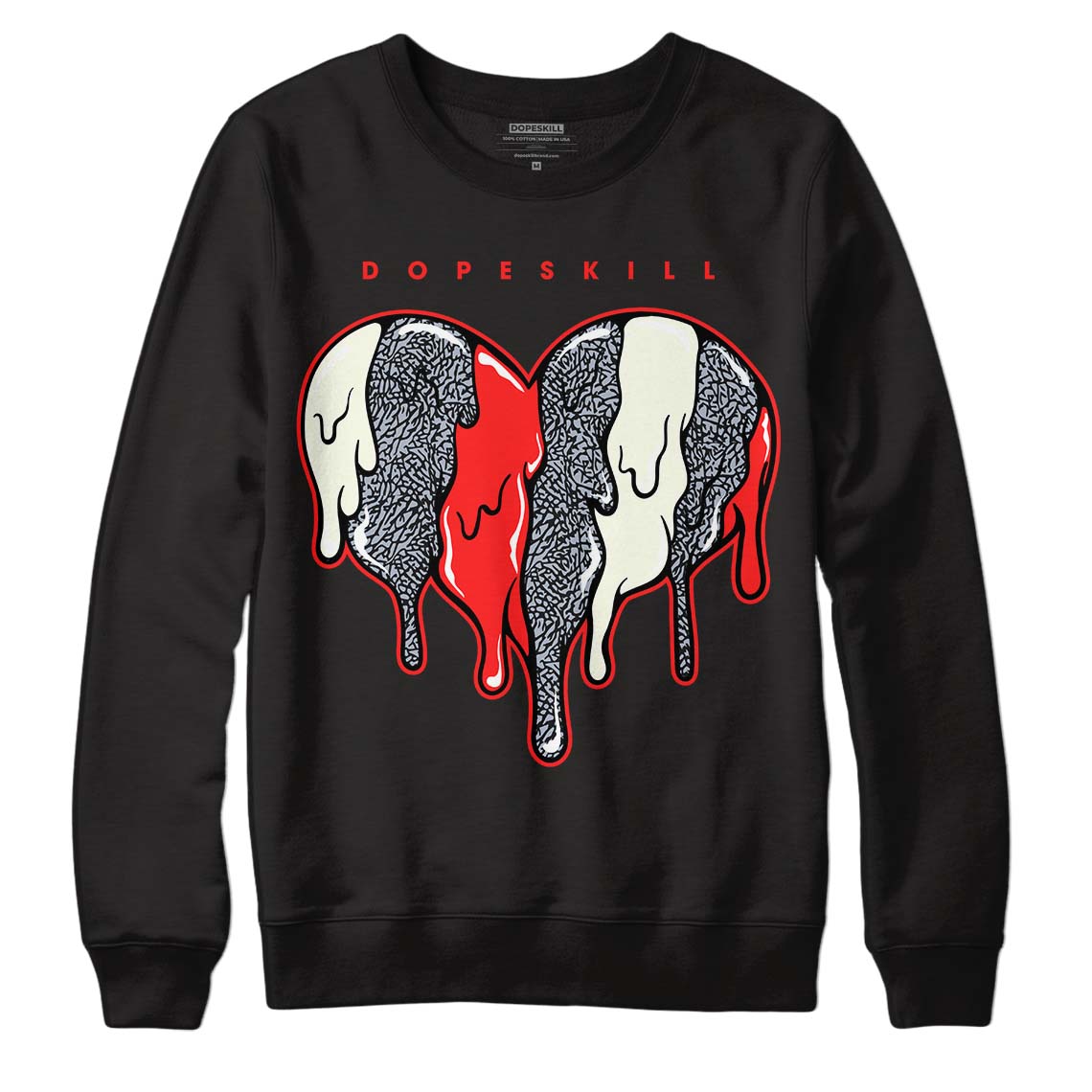 Jordan 3 Retro White Cement Reimagined DopeSkill Sweatshirt Slime Drip Heart Graphic Streetwear - Black