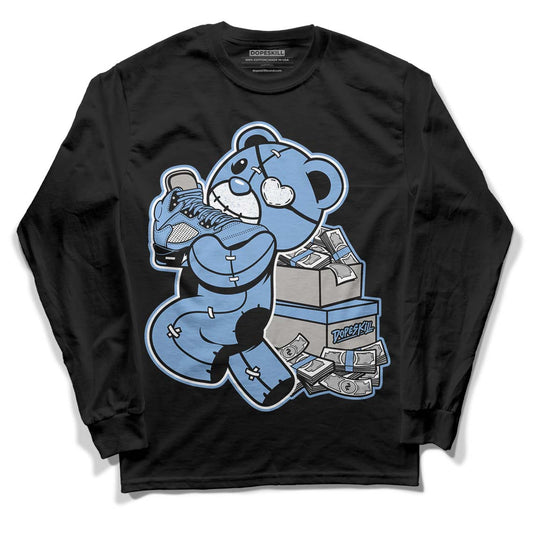 Jordan 5 Retro University Blue DopeSkill Long Sleeve T-Shirt Bear Steals Sneaker Graphic Streetwear - Black