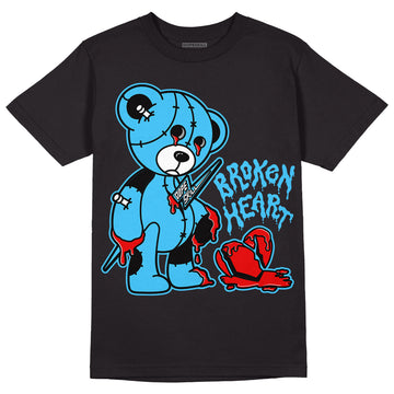 University Blue 13s DopeSkill T-Shirt Broken Heart Graphic - Black 