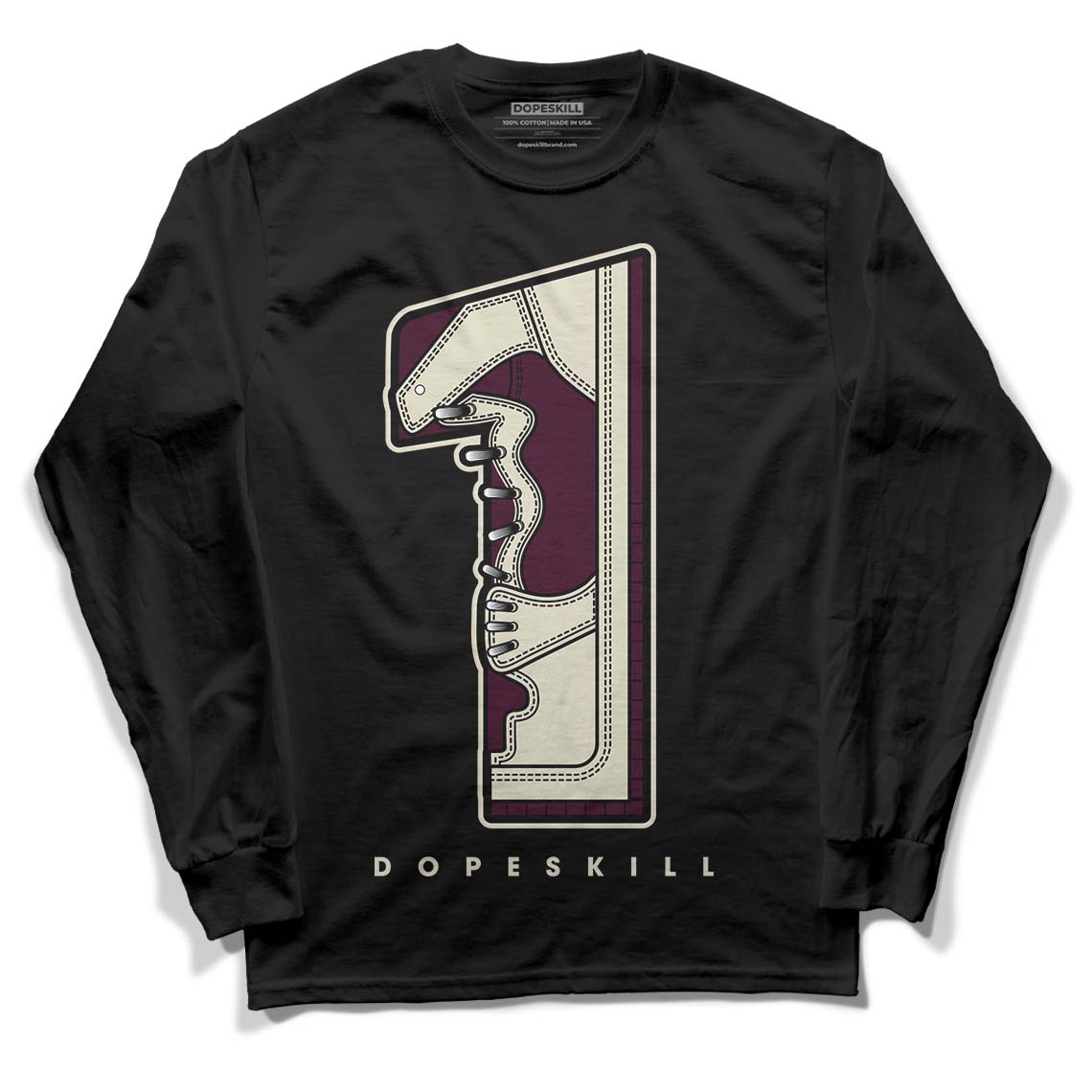 Dunk Low Night Maroon and Medium Soft Pink DopeSkill Long Sleeve T-Shirt No.1 Graphic Streetwear - Black 