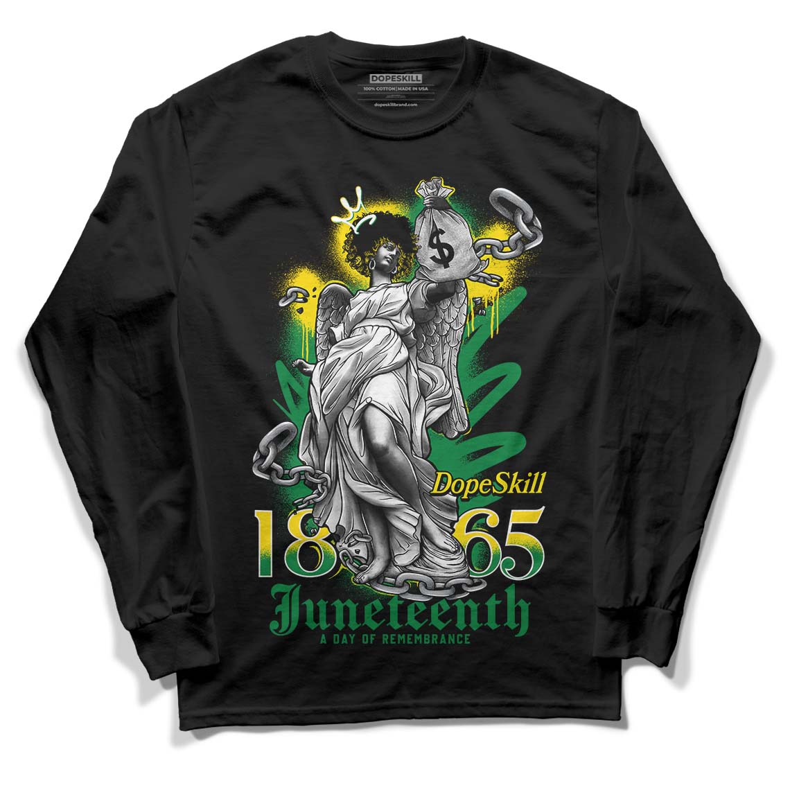 Dunk Low Reverse Brazil DopeSkill Long Sleeve T-Shirt Juneteenth Graphic - Black