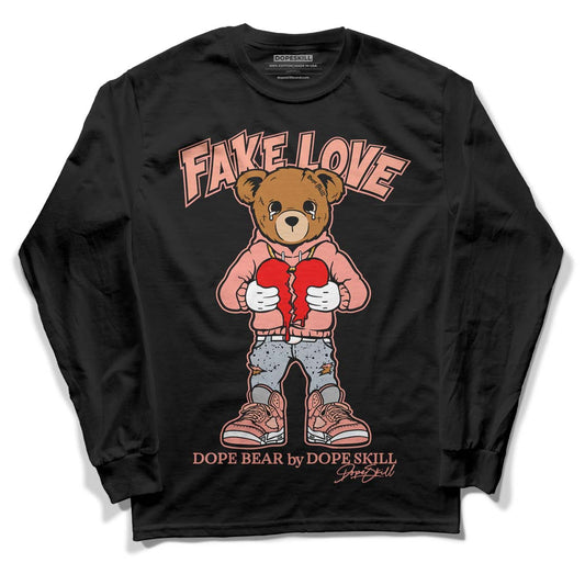 Crimson Bliss 5s DopeSkill Long Sleeve T-Shirt Fake Love Graphic - Black 