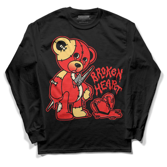 Dunk On Mars 5s DopeSkill Long Sleeve T-Shirt Broken Heart Graphic - Black