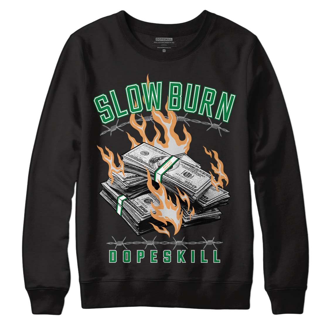 Nike SB x Jordan 4 “Pine Green” DopeSkill Sweatshirt Slow Burn Graphic Streetwear - Black