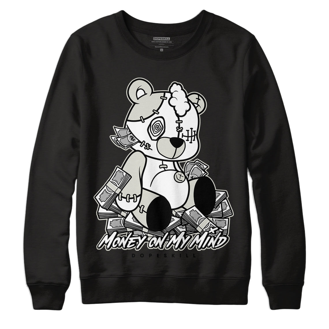 Jordan 4 Military Black DopeSkill Sweatshirt MOMM Bear Graphic - Black