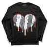 Fire Red 9s DopeSkill Long Sleeve T-Shirt Slime Drip Heart Graphic - Black 