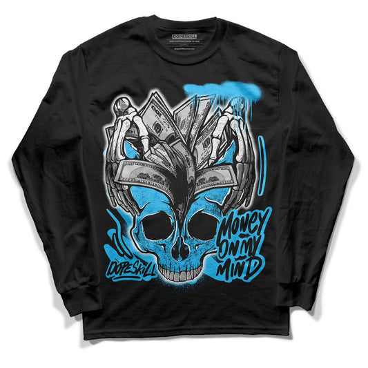 University Blue 13s DopeSkill Long Sleeve T-Shirt MOMM Skull Graphic - Black