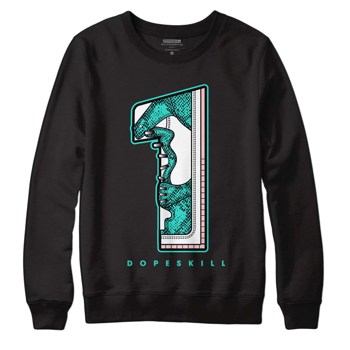 Green Snakeskin Dunk Low DopeSkill Sweatshirt No.1 Graphic - Black