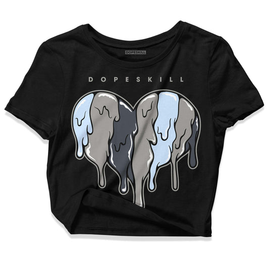 Jordan 6 Retro Cool Grey DopeSkill Women's Crop Top Slime Drip Heart Graphic Streetwear - Black