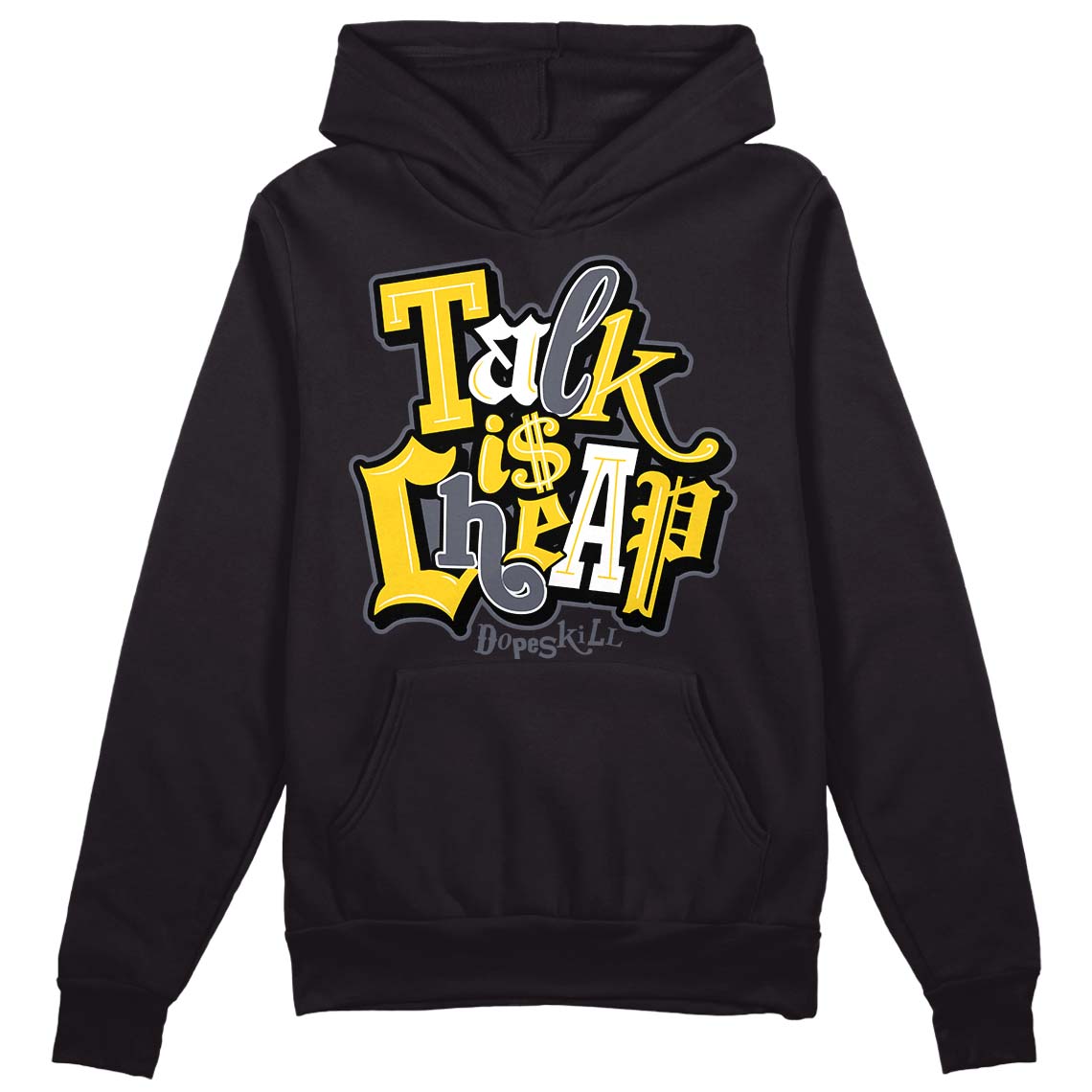 Lightning 4s DopeSkill Hoodie Sweatshirt Talk Is Chip Graphic - Black