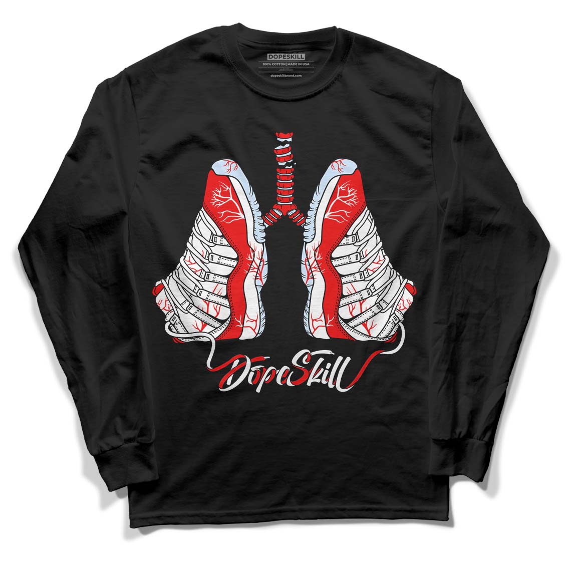 Cherry 11s DopeSkill Long Sleeve T-Shirt Breathe Graphic - Black