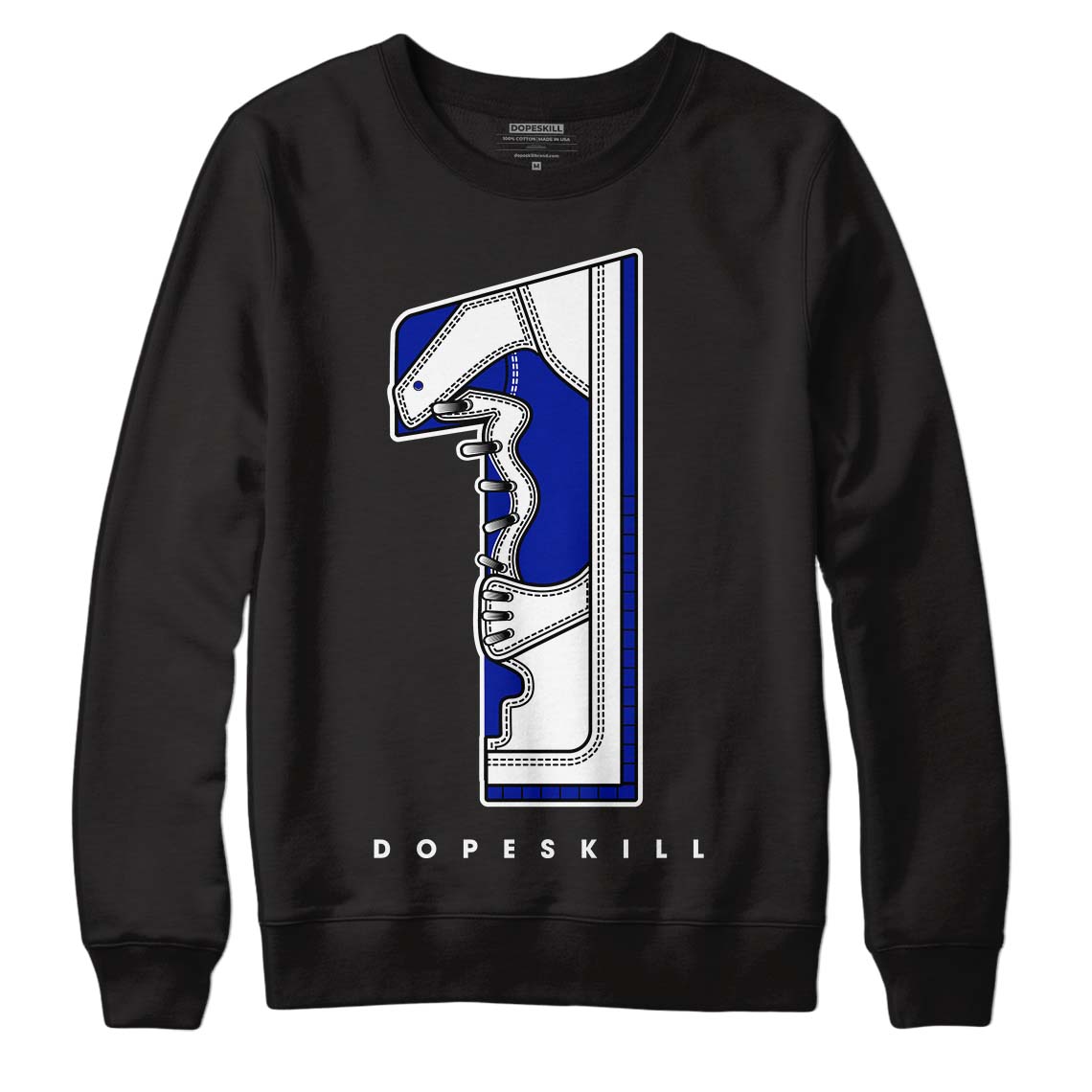 Racer Blue White Dunk Low DopeSkill Sweatshirt No.1 Graphic - Black