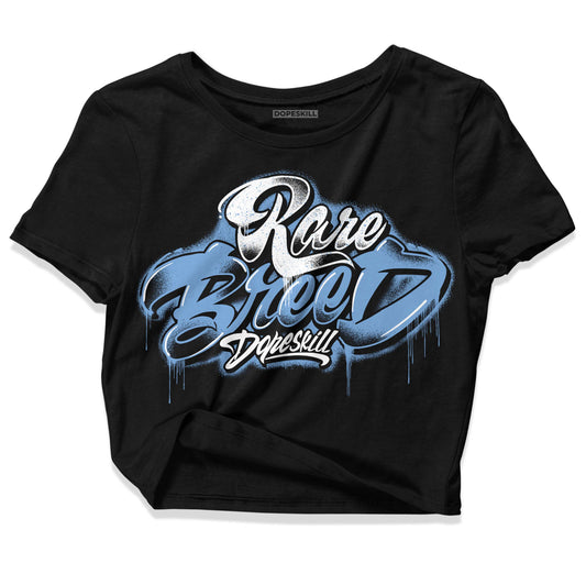 Jordan 5 Retro University Blue DopeSkill Women's Crop Top Rare Breed Type Graphic Streetwear - Black