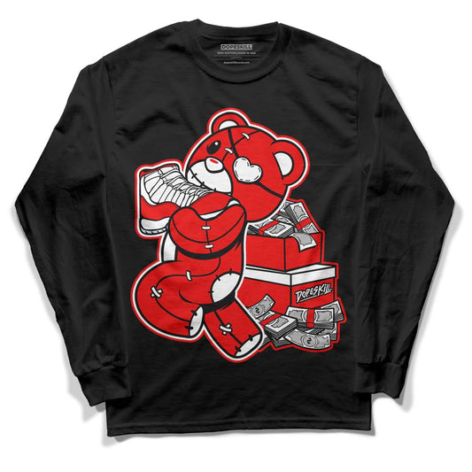 Cherry 11s DopeSkill Long Sleeve T-Shirt Bear Steals Sneaker Graphic - Black