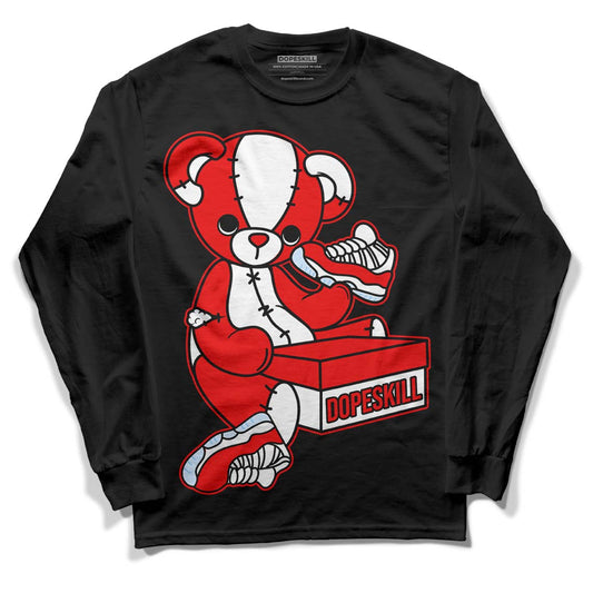 Cherry 11s DopeSkill Long Sleeve T-Shirt Sneakerhead BEAR Graphic - Black