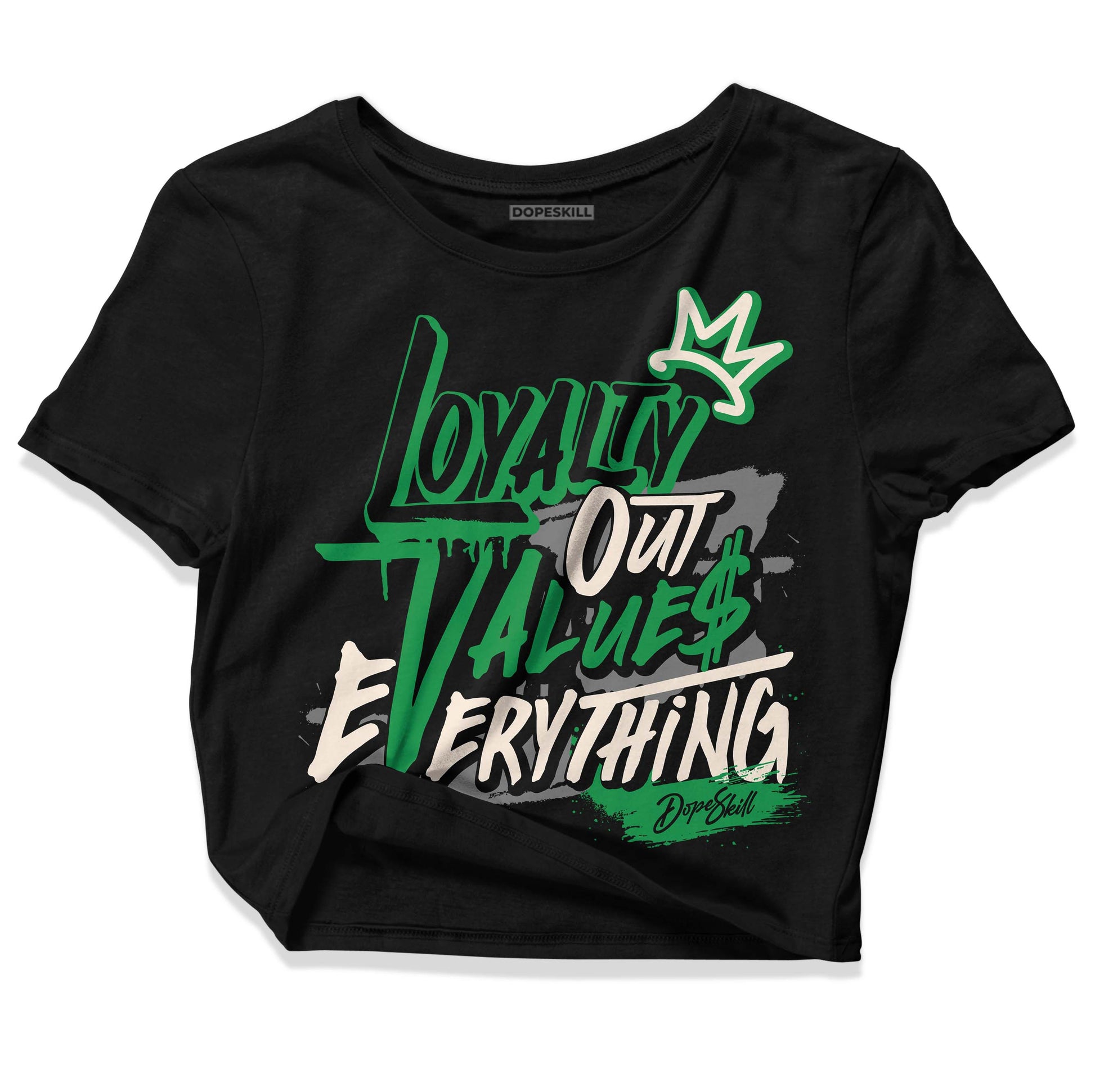 Jordan 2 Retro Lucky Green DopeSkill Women's Crop Top LOVE Graphic Streetwear  - Black