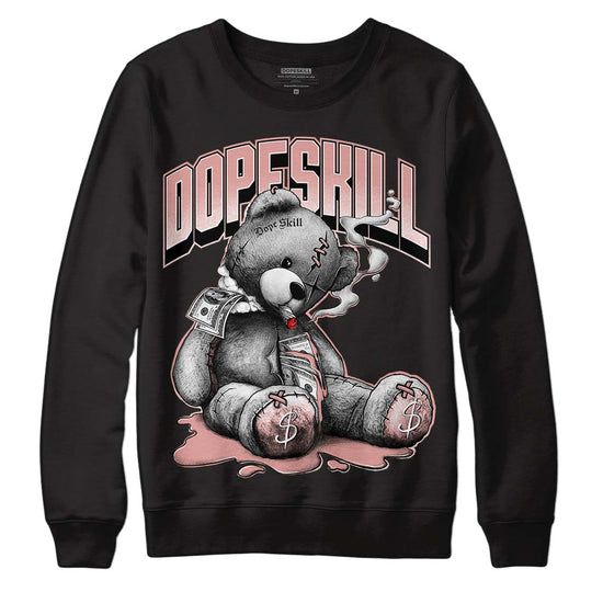 Rose Whisper Dunk Low DopeSkill Sweatshirt Sick Bear Graphic - Black 