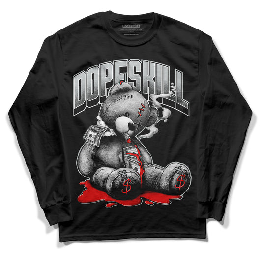 Black Canvas 4s DopeSkill Long Sleeve T-Shirt Sick Bear Graphic - Black 