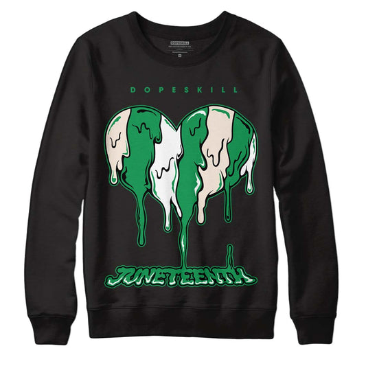 Jordan 2 Retro Lucky Green DopeSkill Sweatshirt Juneteenth Heart Graphic Streetwear  - Black