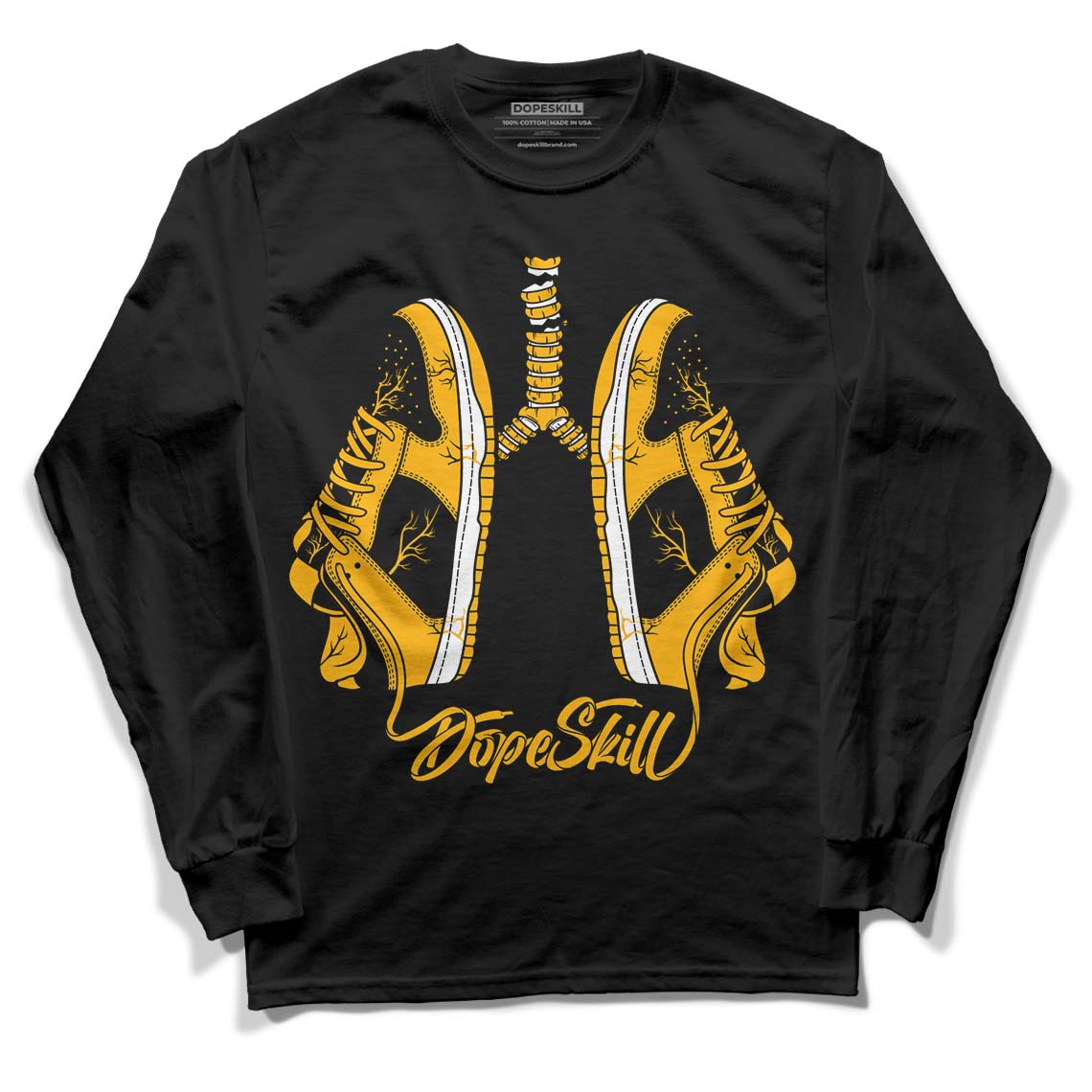 Goldenrod Dunk DopeSkill Long Sleeve T-Shirt Breathe Graphic - Black 