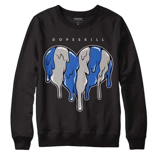 True Blue 1s DopeSkill Sweatshirt Slime Drip Heart Graphic - Black