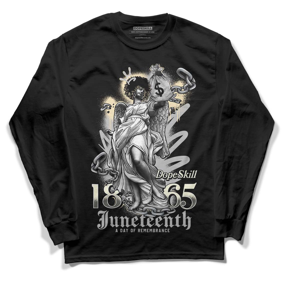 Jordan 4 Retro SE Craft Photon Dust DopeSkill Long Sleeve T-Shirt Juneteenth  Graphic Streetwear  - Black