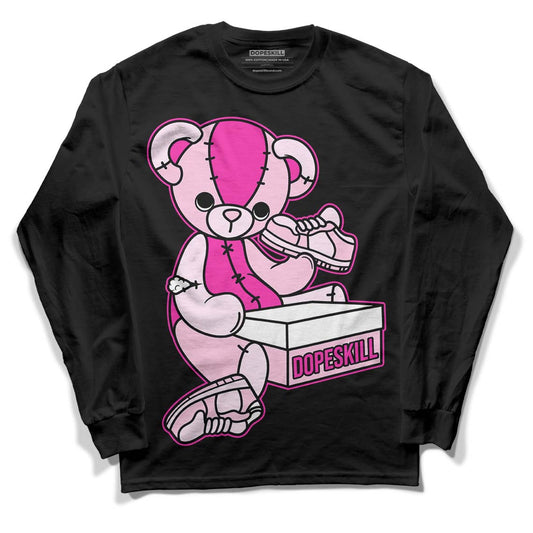 Triple Pink Dunk Low DopeSkill Long Sleeve T-Shirt Sneakerhead BEAR Graphic - Black