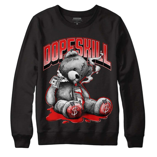 Gym Red 9s DopeSkill Sweatshirt Sick Bear Graphic - Black