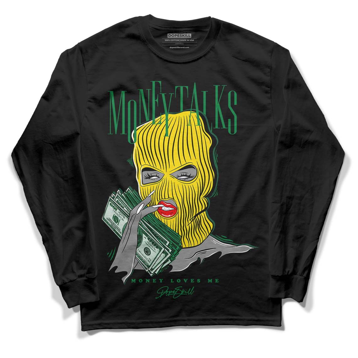 Dunk Low Reverse Brazil DopeSkill Long Sleeve T-Shirt Money Talks Graphic - Black