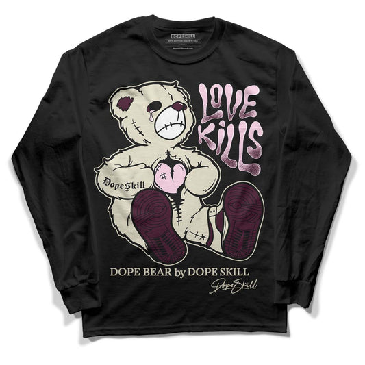 Dunk Low Night Maroon and Medium Soft Pink DopeSkill Long Sleeve T-Shirt Love Kills Graphic Streetwear - Black 