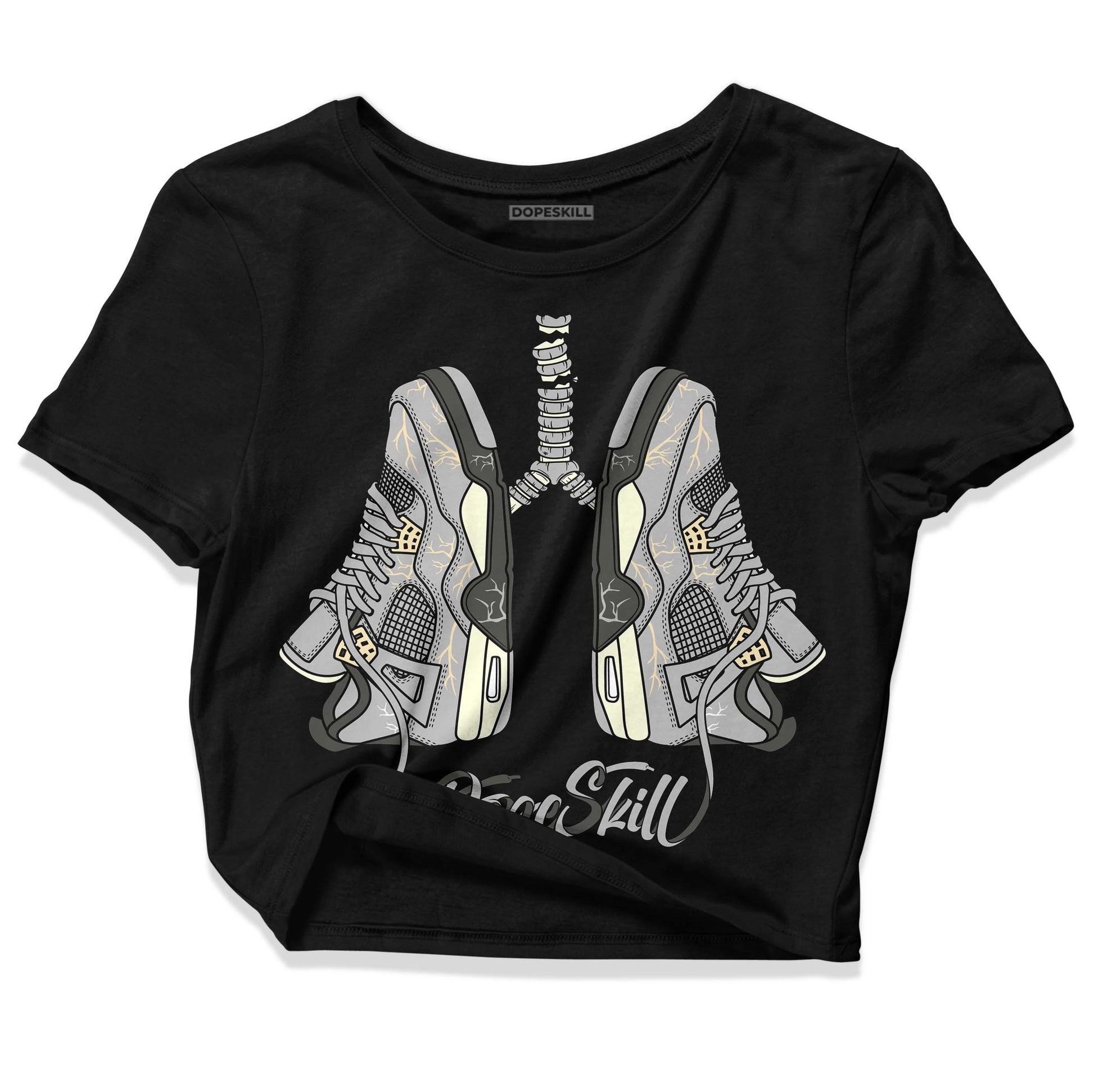 Jordan 4 Retro SE Craft Photon Dust DopeSkill Women's Crop Top Breathe Graphic Streetwear - Black