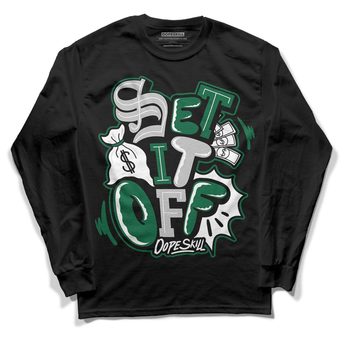 Gorge Green 1s DopeSkill Long Sleeve T-Shirt Set It Off Graphic - Black 