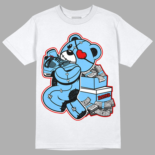 Travis Scott x Jordan 4 Retro 'Cactus Jack' DopeSkill T-Shirt Bear Steals Sneaker Graphic Streetwear  - White 