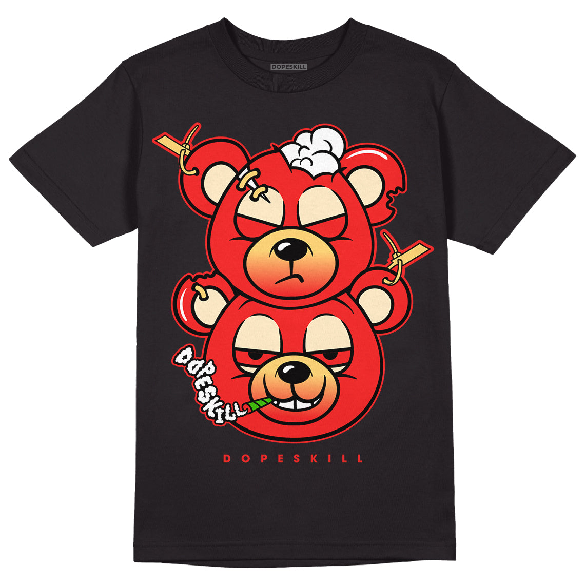 Dunk On Mars 5s DopeSkill T-Shirt New Double Bear Graphic - Black