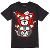 Fire Red 3s DopeSkill T-Shirt New Double Bear Graphic - Black