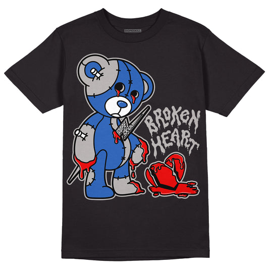 True Blue 1s DopeSkill T-Shirt Broken Heart Graphic - Black