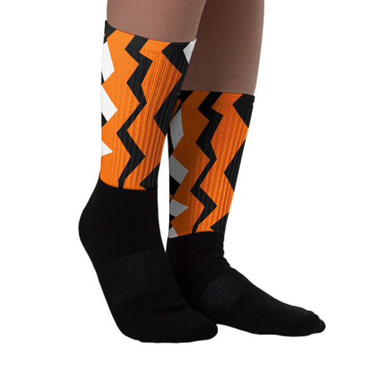 Orange Black White Sublimated Socks ZicZac Graphic