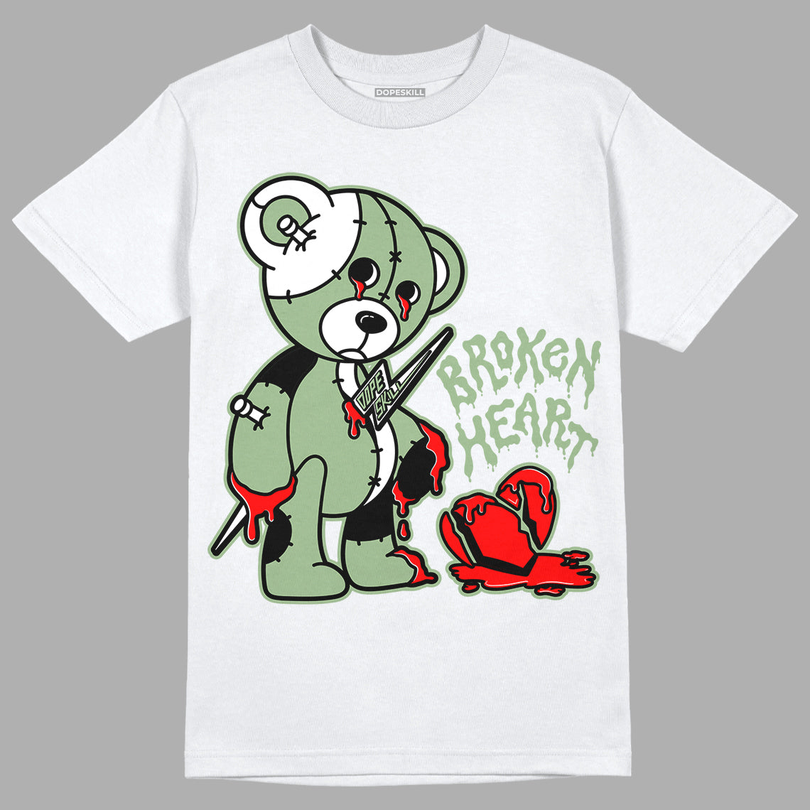 Seafoam 4s DopeSkill T-Shirt Broken Heart Graphic - White 