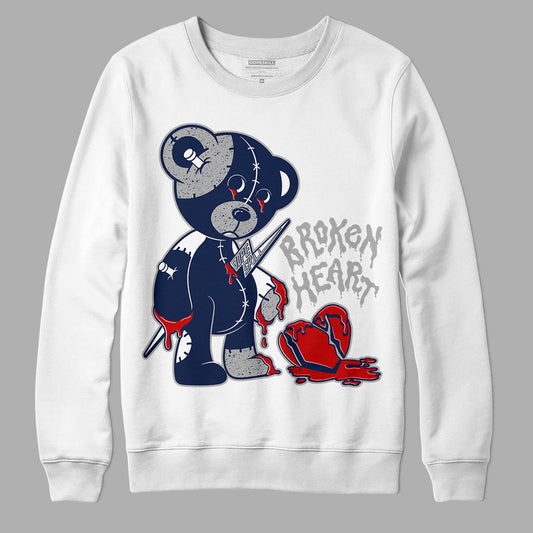 Midnight Navy 4s DopeSkill Sweatshirt Broken Heart Graphic - White