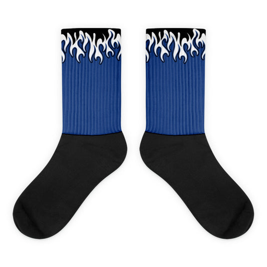 Jordan 13 Brave Blue Dopeskill Socks Flame Graphic