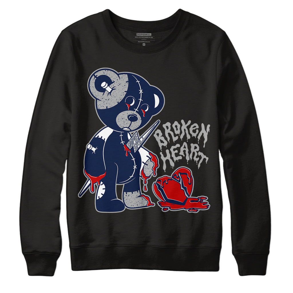 Midnight Navy 4s DopeSkill Sweatshirt Broken Heart Graphic - Black