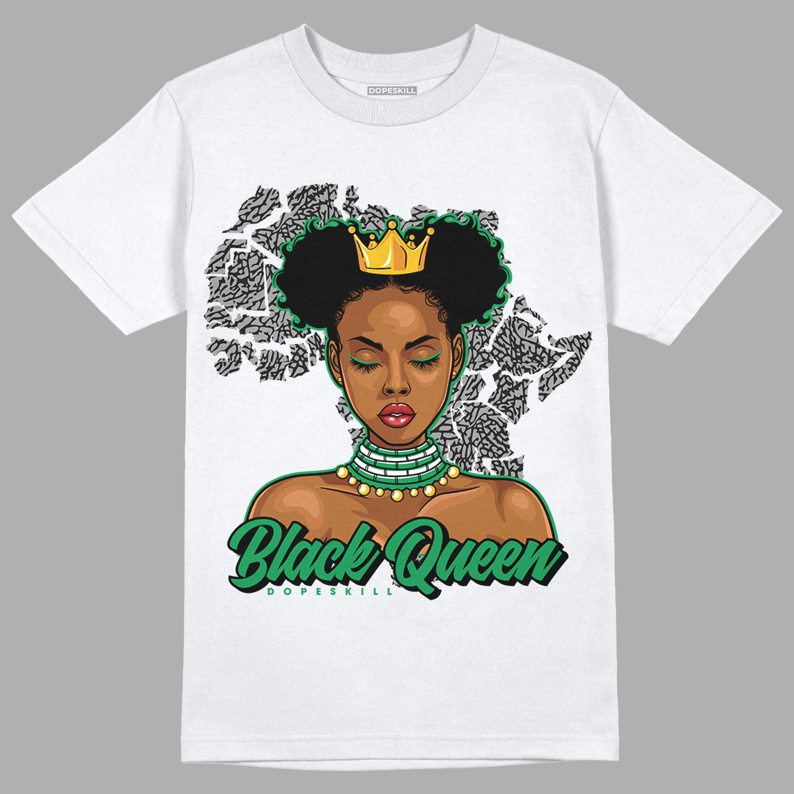  Jordan 3 WMNS “Lucky Green” DopeSkill T-Shirt Black Queen Graphic Streetwear - White